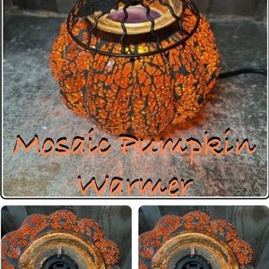 Scentsy Mosaic Pumpkin Warmer - Orange and Black